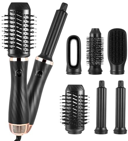 Magic Styler 6-in-1 Air Wrap Hair Styler, 1000W Ionic Hair Styler with Hair Dryer Brush, Women Hair Straightener Brush Blow Dry Brush Hair Dryer for Curls, Straightens, Volumises, Smooths