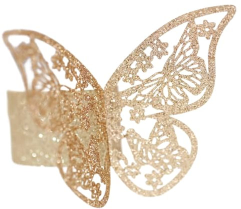 Whakano 20 Stück Glänzend Serviettenringe,Tischdekoration Servietten Halter,Schmetterling Papier Serviettenschnalle,für Hochzeitsfeier Abendessen Party Christmas Jubiläum Esstischdekoration,Roségold