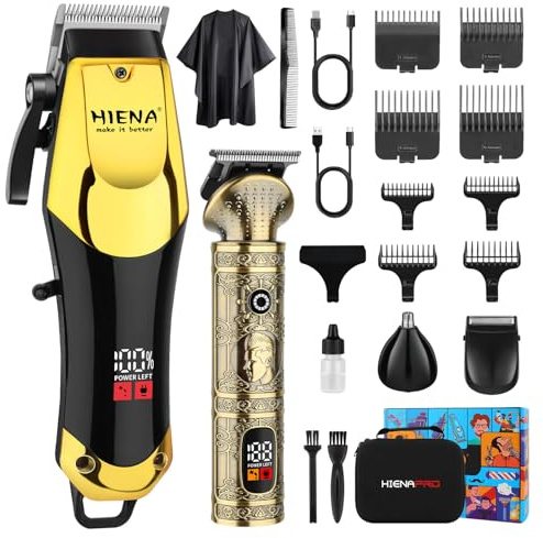 HIENA PRO Professional Hair Clippers for Men, 3 in 1 Beard Trimmer and Nose Ear Trimmer, Cordless Hair Clippers and Trimmer Set, Hair Cutting Tools, Electric Grooming Set, Gifts for Men