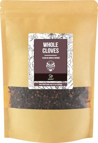 Soeos Chiodi di garofano interi, 226,8 g, freschi chiodi di garofano raccolti a mano, ideali per cibo e tè