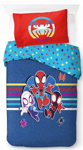 Jay Franco Marvel Spidey e I Suoi Fantastici Amici 100% Cotone Set Copripiumino Singolo - Include Federa 50 x 70 cm
