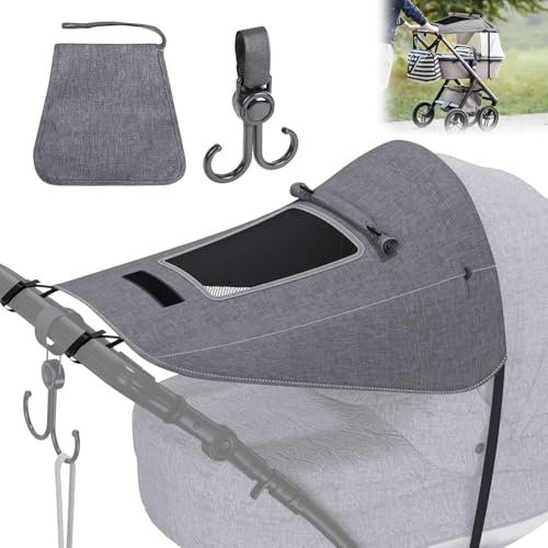Verstellbar Sonnenschutz für Kinderwagen Buggy,Sonnenschutz Buggy Baby Wasserdicht mit Sichtfenster,Verstellbar Universal Kinderwagen Sonnensegel,Universal Kinderwagen Sonnensegel