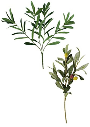 Cabilock Rama De Olivo Artificial Estética De La Decoración De La Pared Tallos De Olivo Falsos Guirnalda De Rama De Olivo Falso Olivo El Plastico Green 2 Piezas X 4
