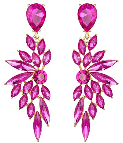 Clearine Women's Wedding Earrings for Bridal Crystal Teardrop Multi Marquise Cluster Bling Dangle Earrings