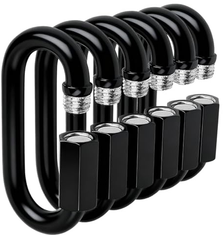Ekunbuy Kettengliederverbinder, robust, ovale Schraubverschluss, Elektrophorese-Rost-Beschichtung für sicheren Außen- und Inneneinsatz beim Camping, Hängematten, Fitnessstudio (M6 (6 cm), Stück, 6