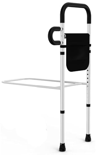 Barandilla para cama de adultos，barandilla cama adulto，asidero cama，con revistero, con reposabrazos acolchado - Ayuda para levantarse y prevenir caídas, color blanco，Capacidad de carga 126 kg