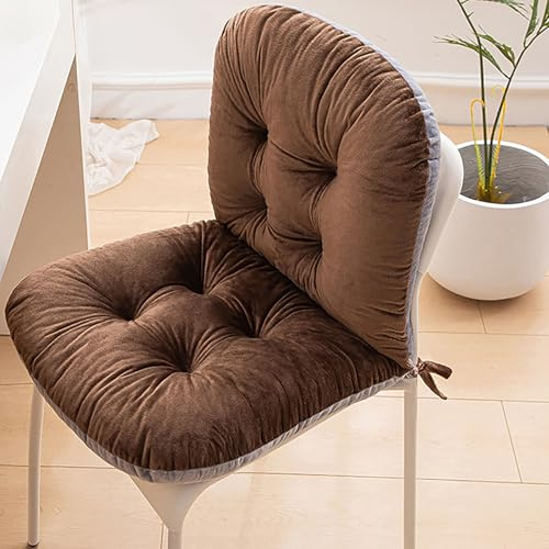 Generisch Stuhlkissen mit Rückenteil Sitz, Rückenkissen Niedriglehner Polsterauflage Auflage Polsterauflage Gartenstuhl mit Bänder für Stühle Bänke in Haus und Garten,Braun,1 Pack