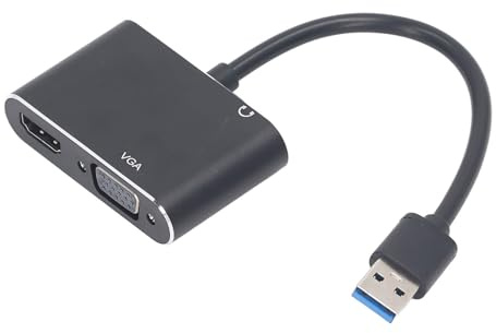Adaptador USB 3.0 a HD, Salida simultánea de Alta Velocidad de Acero Inoxidable Adaptador USB 3.0 a VGA Convertidor para Compartir Pantalla para reuniones de películas