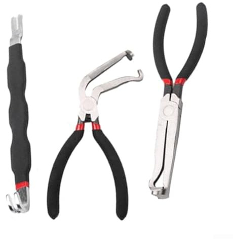 Durashmall Lot de 3 pinces de déconnexion électrique à mâchoire coudée à 60 degrés en acier au carbone pour automobile - Séparateur de connecteur et outil de rupture de ligne de carburant avec poignée