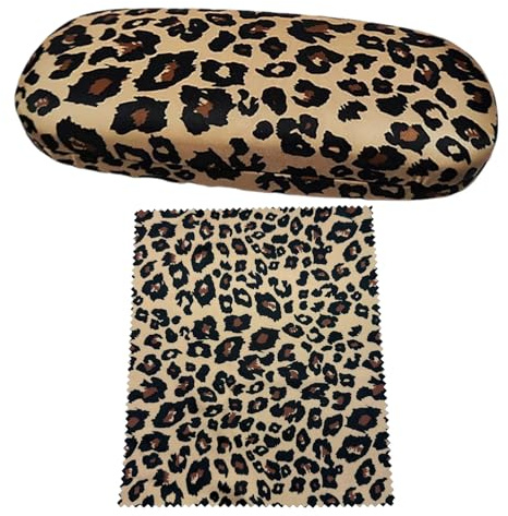 Custodia per occhiali con motivo leopardato, custodia rigida per occhiali Leo Print, custodia per occhiali da donna personalizzata con panno per la pulizia degli occhiali, custodia in vetro alla moda
