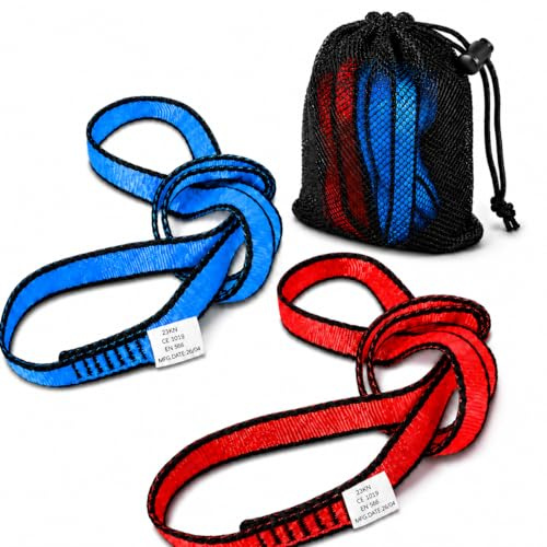 LETTO & TAILOR Kletterschlinge 2er Pack 23KN | Bandschlinge Klettern 19mm | CE Zertifiziert | Nylon Bandschlinge für Yoga, Standplatzbau, Rettung | mit Netzbeutel