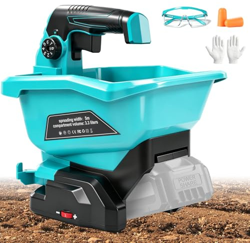 Cordless Seed Spreader for Makita 18V Battery, 3.3L Capacity (No Battery) | 8 Adjustable Scatter Width, 6 Variable Flow Rate, for Fertilizer, Grass Seed, Salt and Grit