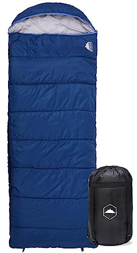 Tough Outdoors Extra Large Sleeping Bag - Adult Sleeping Bag Camping & Backpacking - 3-Season Fall, Spring, Summer Sleeping Bag - Lightweight Waterproof Compact Sleeping Bag w/Compression Sack