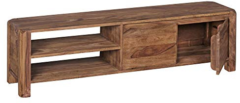 FineBuy Lowboard 140x35x40 cm Sheesham Massivholz Braun, Landhaus