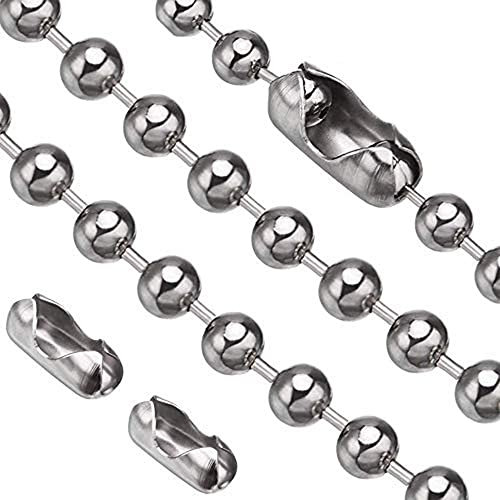 Stainless Steel Ball Chain, 2x 36 Pull Chain, Rustproof, 6 Sizes, 3.2mm - Silver (36 Inch)