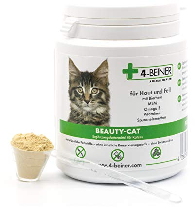 4-BEINER Beauty-CAT, Multi-Vitamine & Mineralien für Katzen für glänzendes Fell, Vitalität & Wohlbefinden mit Omega 3, MSM, Vitamin B & C, Zink etc.