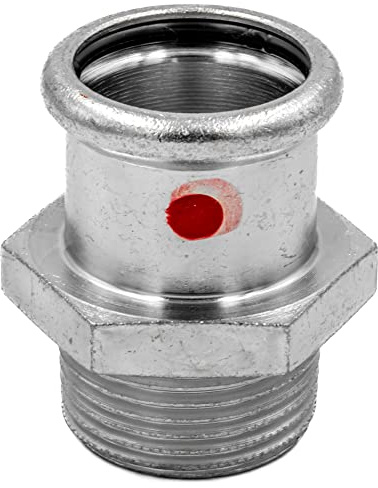 SANHA-Therm C-Stahl Pressfitting Außengewinde SA, V, M, 18 x 1/2 | Unlegierter Stahl, Heizungs- und Kühlkreisläufe, EPDM-Dichtring, rostgeschützt außen