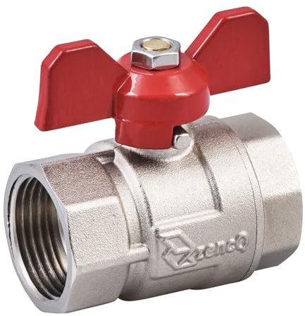 zencQ Kugelhahn mit Verschraubung 1 Zoll FF, Kugelhahn mit Flügelgriff, Kugelventil mit Hebel, Messing Anschluss mit beide Innengewinde für Industrie,Wasserpumpen Tanks (1)