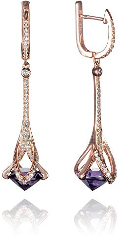 namana Boucles d'Oreilles Pendantes en Argent Sterling 925. Boucles Femmes en Argent, Or ou Or Rose, Elégantes Boucles d'Oreilles pour Femmes Serties de Pierres de Couleurs et de Zircons.