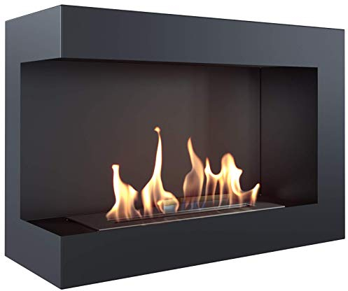 KRATKI Biokamin Delta | Eckkamin | 600 x 280 mm | Wandkamin ohne Verglasung | Ideal für offene und Moderne Innenräume | TÜV - Rheinland geprüft | Offen nach Links