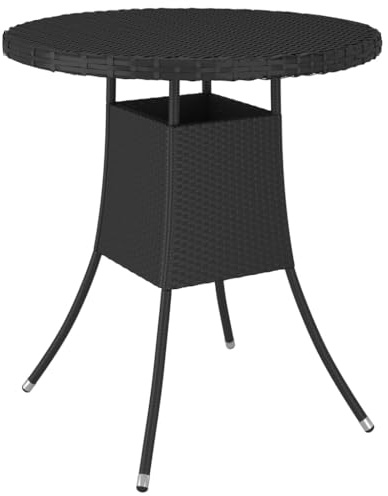 vidaXL Gartentisch Terrassentisch Balkontisch Esstisch Outdoor Tisch Gartenmöbel Innen Außen Schwarz 70x70x73cm Poly Rattan Stahlrahmen