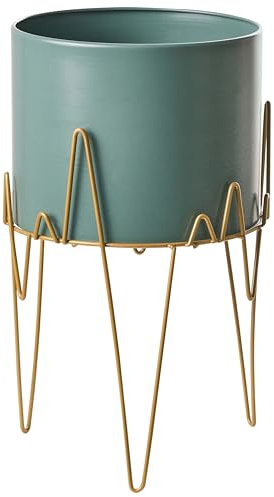Beliani Cache-Pot de Fleurs sur Pieds en Acier Vert et Doré pour Plantes et Fleurs Décoration Salon Glamour