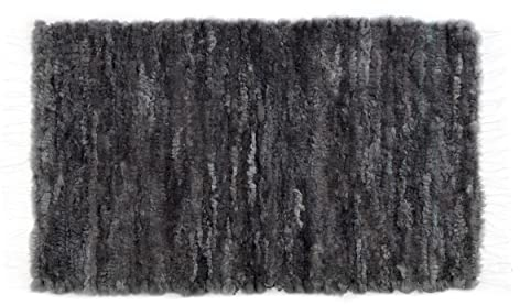 Vanuba - Handgewebter Schaffell Teppich, 60x100 cm, Kurzflor Lammfell, Warm und Weich, Perfekt für jedes Arrangement, 100% handgemachtes Naturprodukt, Zero Waste - Dunkel