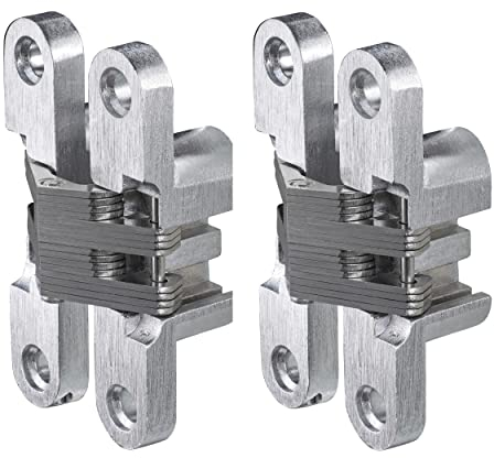 Gedotec Einbohrband in Edelstahl-Optik | 2 Stück - Holzscharnier aus Metall | VICI | Einbohrscharnier vernickelt gebürstet 12 x 45 mm | Türscharnier zum Schrauben mit einem Öffnungswinkel 180°