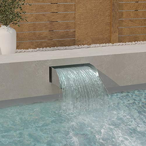 Tidyard Fontana,Cascata,da Giardino,per Piscina,per Laghetto,in Acciaio Inossidabile,con LED,45x34x14 cm,Fontana da Giardino,Fontana Laghetto,Cascata Laghetto,Fontna Cascata con LED