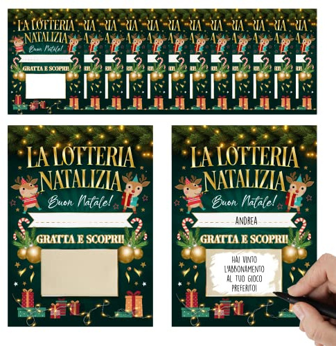 Tarjetas de Navidad personalizadas – La Lotería Navidad – 12 rasca y descubre idea de regalo original de Navidad para niños – Gadget Ideas regalos divertidos originales