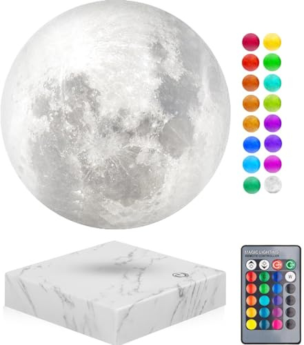 VGAzer mond lampe 3D Druck magnetschwebende mondlicht Lampen Rotierende Schwebende Mondlampe für Zuhause, Büro Decor (Quadratisch Marmor)