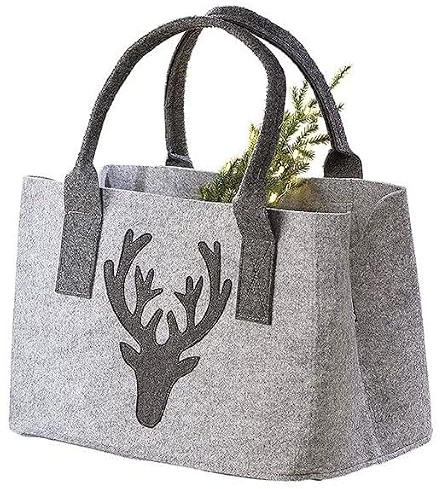 Generisch Filztasche in Dunkelgrau oder Grau HIRSCH Tragetasche, Handtasche, Geschenk, Einkaufstasche, Weihnachten, Renntier Filz Xmas, Hirsche, Hirsch, Geschenkidee