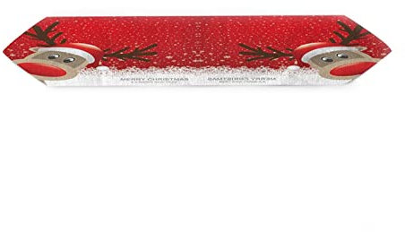 Lieson Tischläufer Dekostoff, Abwaschbar Tischläufer Leinen Baumwolle Weihnachten Tischläufer Wohnzimmertisch Zwei Hirsch Rot 33x178CM