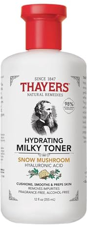 Thayers Milky Face Toner mit Schneepilz und Hyaluronsäure - Natürliches und Beruhigendes Gesichtswasser - Dermatologisch getestet - Für trockene und empfindliche Haut - 355 ml