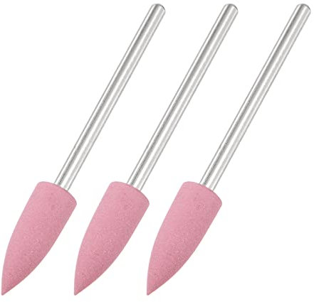 sourcing map 3pcs 180 Grits Abrasive Mounted Stone 2.35mm Shank 1/4(6mm) Dia Pointed Point Heads Stone Grinding and Polishing Wheels for Nail Polishing