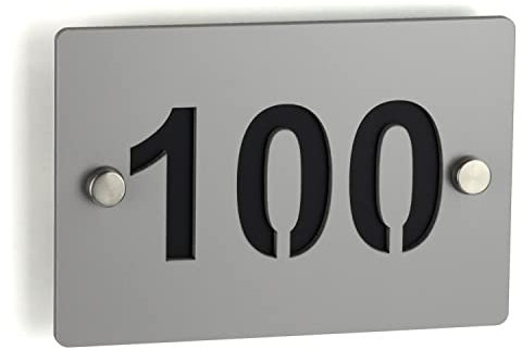 Plaque Numéro Maison Acrylique Argent Et Aluminium Anodisé Noir Personnalisable - plaque moderne design et de qualité - dimension 150x100mm - installation facile - fabrication en France