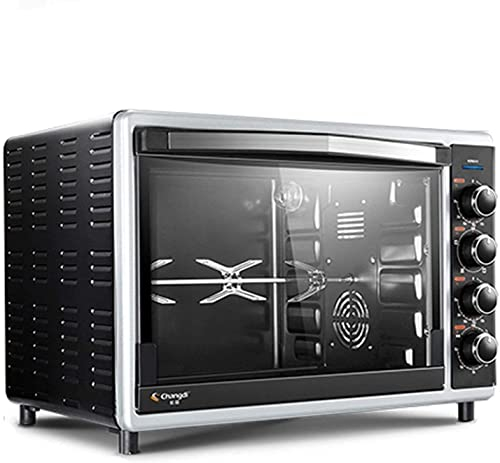 CAZARU Hornos tostadores, Horno de encimera de 42 l y 1600 W con Parrilla, Plancha y Tapa de Acero Inoxidable, Horno de convección para Pizza, Negro, Plateado