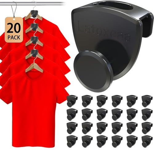 Latoxcaa Kleiderbügel Platzsparend 20 Stück - Schwerlast Organizer bis 20KG | Stabile platzsparende Kleiderbügel zur Kleider-Aufbewahrung | Schwarz