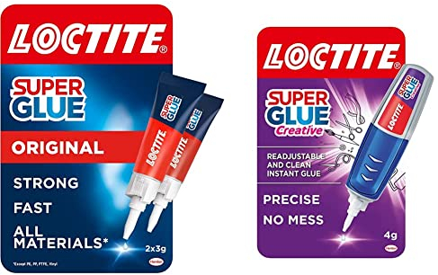 Loctite Universal, Strong All Purpose Adhesive for Repairs, Clear Glue Liquid for Various Materials, Easy to Use Instant Super Glue, 2 x 3g & Super Glue Creative, Glue Pen for Precise Application