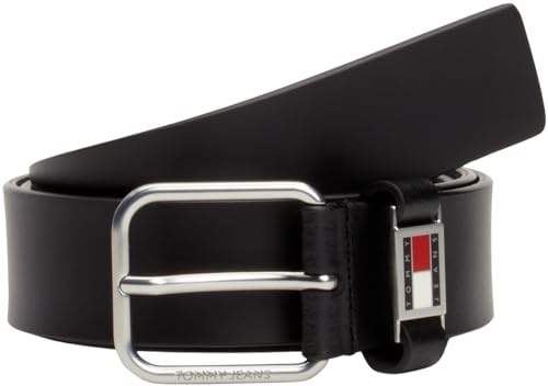 Tommy Jeans Herren Gürtel Scanton 3.5 Ledergürtel, Schwarz (Black), 80 cm