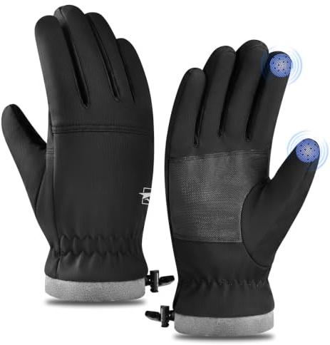 Yobenki Winter Laufhandschuhe für Herren Damen, Thermohandschuhe Wasserdicht, Verdicktes Fleecefutter Beheizte Handschuhe Kaltes Wetter, Touchscreen Handschuhe für Ski Radfahren