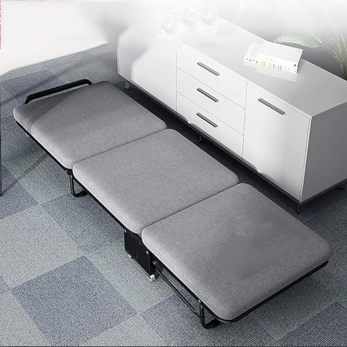 Tragbares Klappbett Mit Klappbare Matratze, Metall Rahmen Reisebett Erwachsene, Schlafsessel Klappbar Metallbett Bettsofa Für Schlafzimmer Und Büro, Belastbar 200kg, 180×55×27cm ( Color : Gray , Size