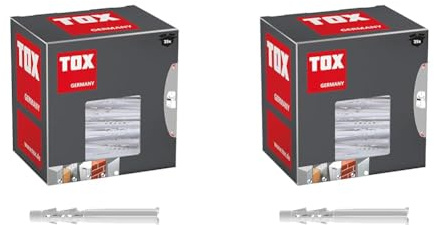 TOX Allzweckdübel mit umlegbaren Kragen Tetrafix XL 10 x 100 mm, verlängerter Schaft für Rahmen - Anwendungen, 25 Stück, 021100141 (Packung mit 2)
