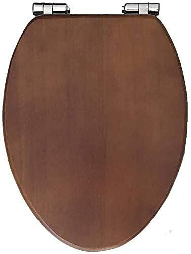 Toilettensitze, Toilettendeckel, langsam schließender, robuster Toilettensitz, Standard-Toilettensitze, Holz-Toilettendeckelbezug, Haushaltswaren, Badezimmer-Dekor (Schwarz V) (Walnussfarbe