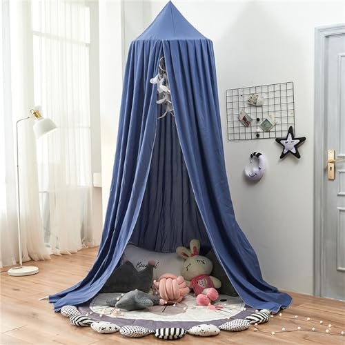 Odot Betthimmel Babybett, Betthimmel Mädchen und Jungen Himmelbett Vorhänge Kinder Baldachin Kinderzimmer Rund Hängende Princess Moskitonetz für Schlafzimmer Babyzimmer (65cm,Trübes Blau)