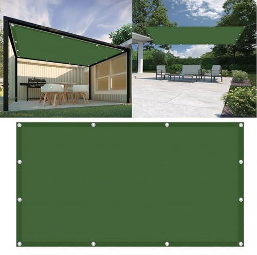 Sonnensegel Rechteckig 1.5 x 2 m PES Polyester Imprägniert Uv-Schut Balkon Sichtschutz Ohne Bohren mit Ösen Segeltuch für Garten Balkon, Dunkelgrün