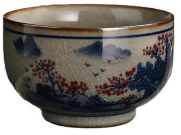 Teekannen-Set, 1 Stück, 140 ml, handgefertigte Teeschale aus Keramik, Reise-Meditationstassen, Retro-Teetasse aus blau-weißem Porzellan, chinesisches Teeservice-Zubehör, Teesets mit Teekanne (A)