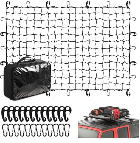 WODHMIEY Rete bagagli in lattice di alta qualità, 180 x 120 cm, estensibile fino a 540 x 360 cm, con 12 moschettoni in alluminio e 12 ganci, adatta per SUV, ATV, UTV, camion, rimorchi e pickup