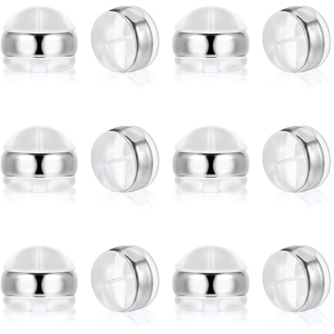 Mabor 12 piezas de silicona para pendientes de tuerca, cables de oreja, anzuelos, cierre seguro para aretes caídos pesados, hipoalergénicos, suaves, color transparente