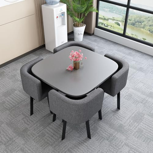 Modernes rundes Frühstücksbar-Konferenztisch-Set – stilvoller Esstisch und Stühle für Haus, Garten oder Restaurant – 80 x 75 cm